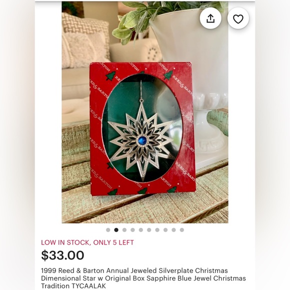 Reed & Barton 1999 Annual Jeweled Star Ornament - Picture 4 of 4